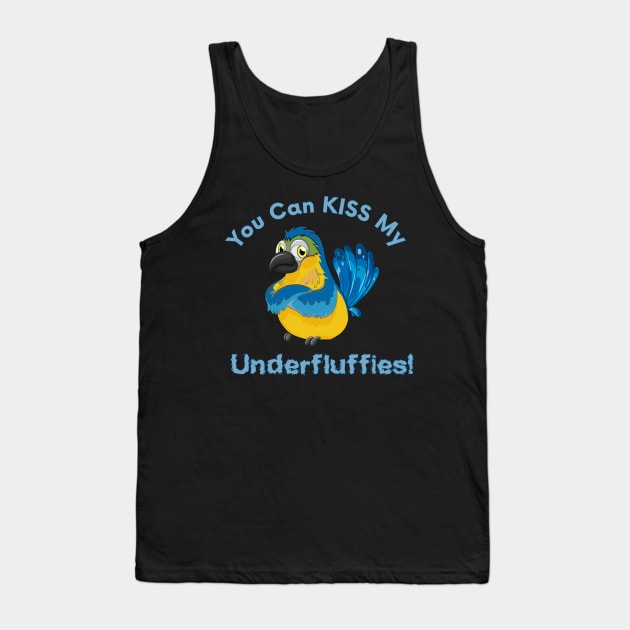 Blue Gold Macaw Parrot Kiss Underfluffies Tank Top by Einstein Parrot